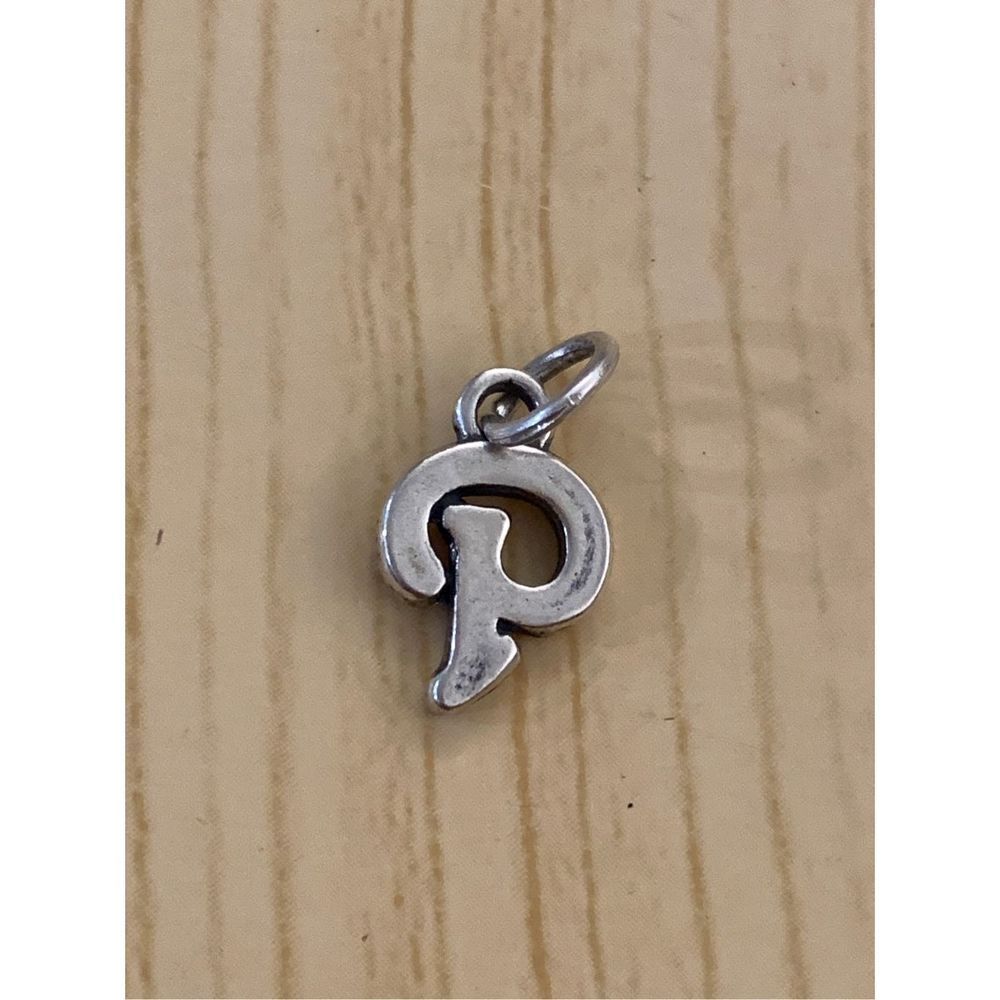 .925 Letter Script P Sterling Silver Jewelry Charm #alphabet